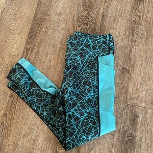 Black/Teal LulaRoe Workout Leggings
